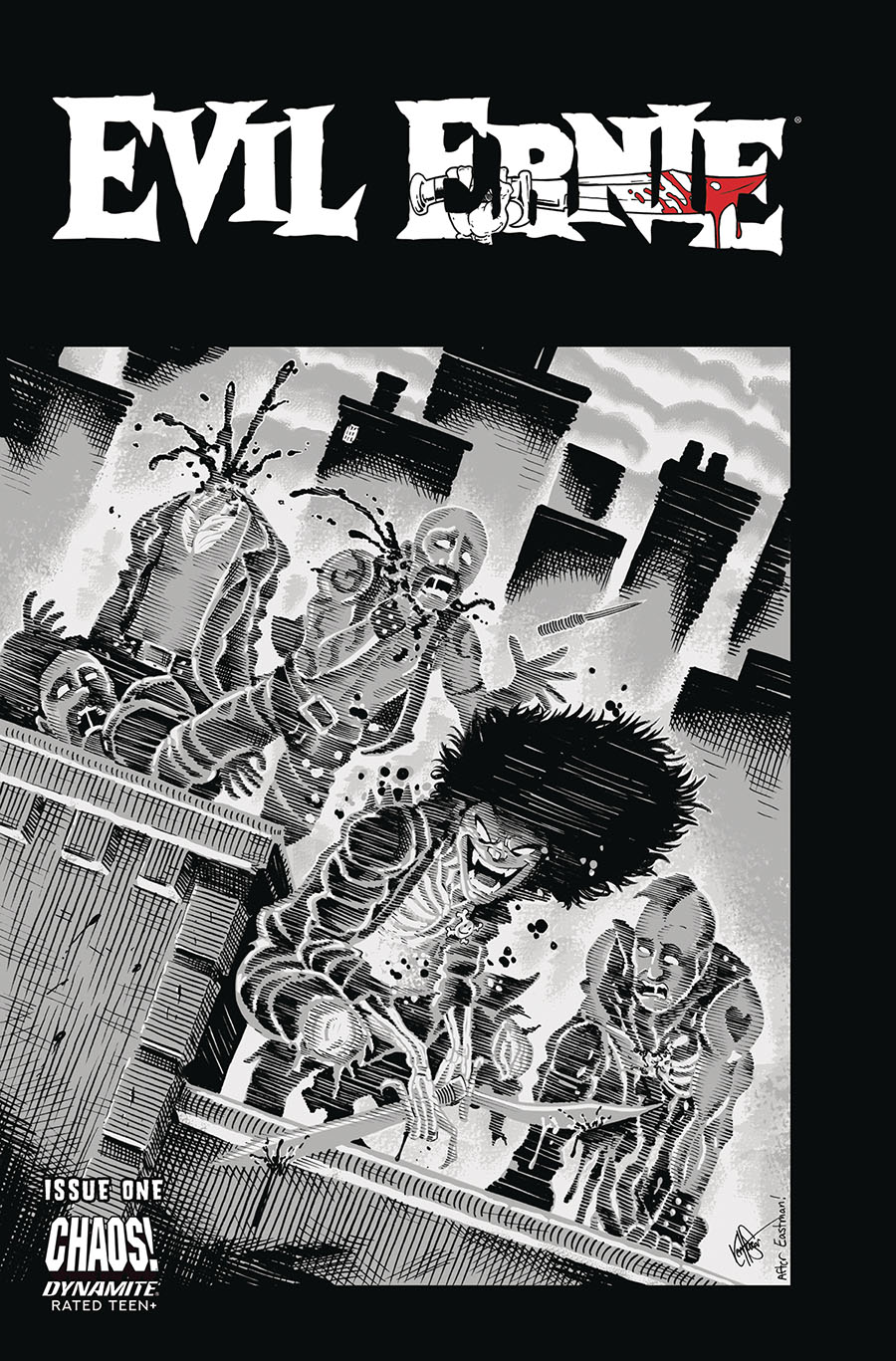 Evil Ernie Vol 5 #1 Cover N Incentive Ken Haeser TMNT Homage Greyscale Cover