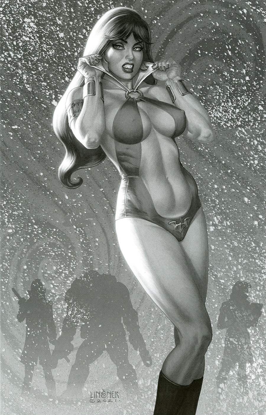 Vampirella Holiday Special 2021 #1 (One Shot) Cover G Incentive Joseph Michael Linsner Greyscale Virgin Cover