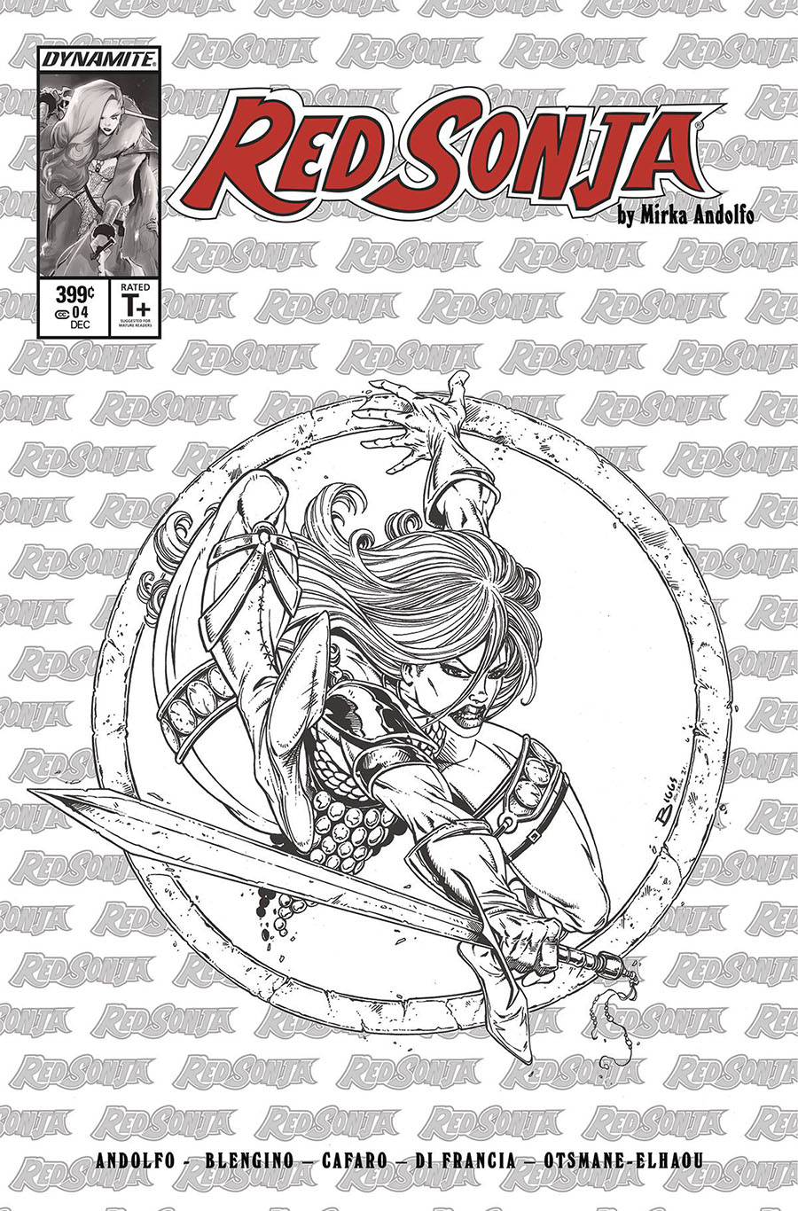 Red Sonja Vol 9 #4 Cover O Incentive Jason Biggs Todd McFarlane Homage Line Art Cover