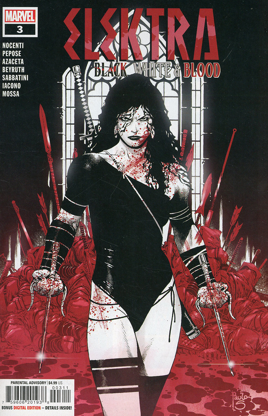 Elektra Black White & Blood #3 Cover A Regular Paulo Siqueira Cover