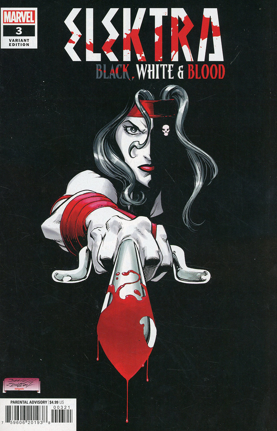 Elektra Black White & Blood #3 Cover B Variant Mark Bagley Cover
