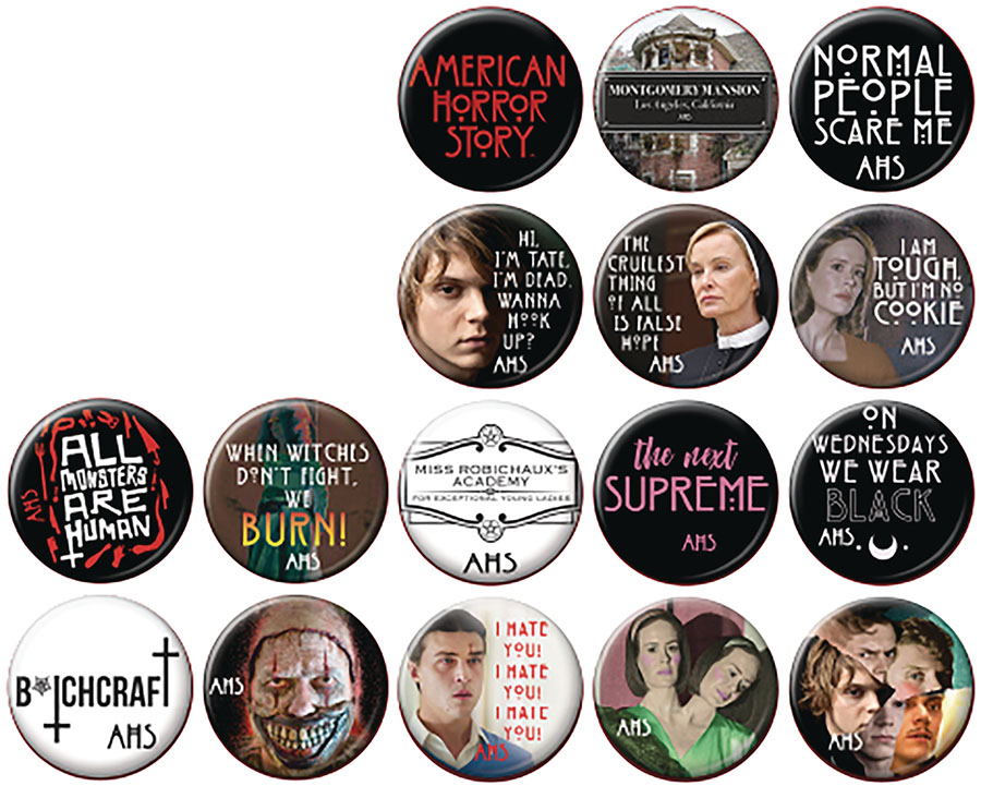 American Horror Story Seasons 1-4 Button 144-Piece Assortment Display