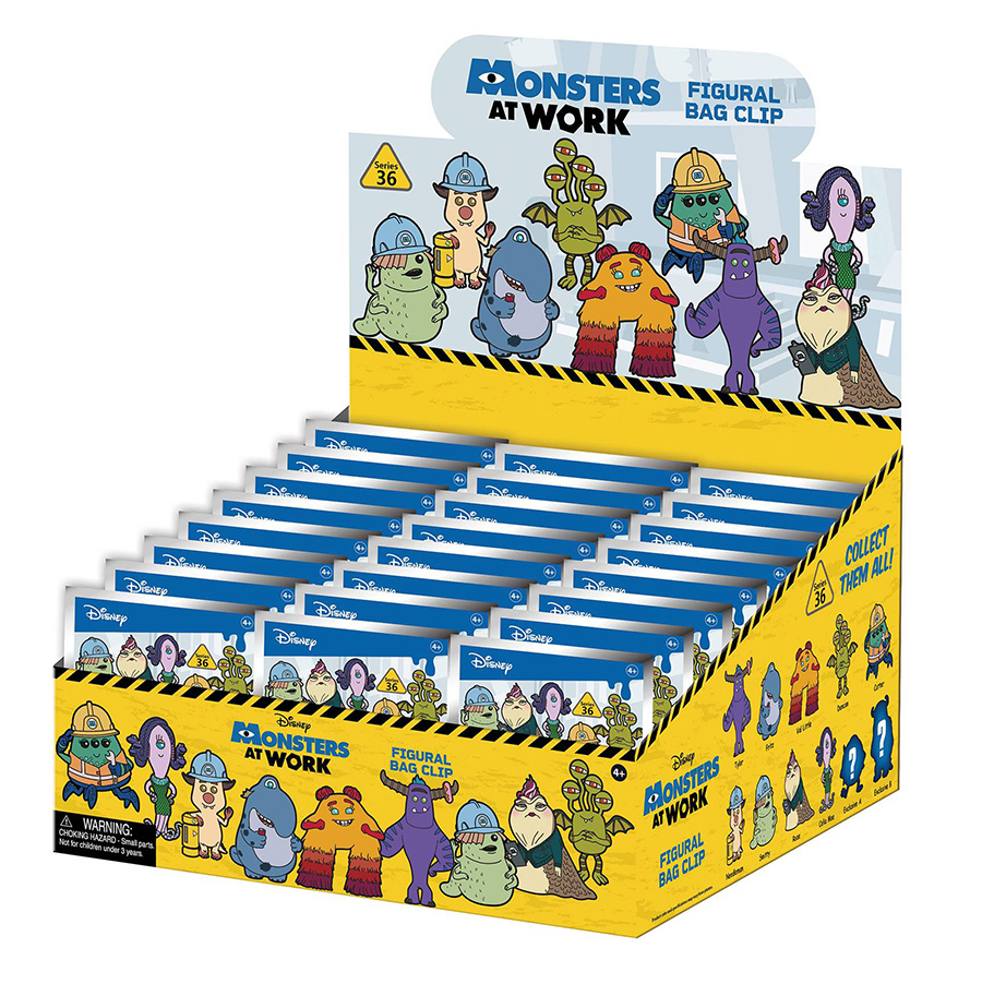 Monsters At Work 3D Foam Bag Clip Blind Mystery Box 24-Piece Display