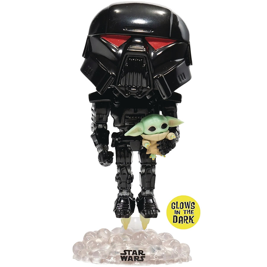 POP Star Wars Dark Trooper With Grogu Glow-In-The-Dark Vinyl Figure