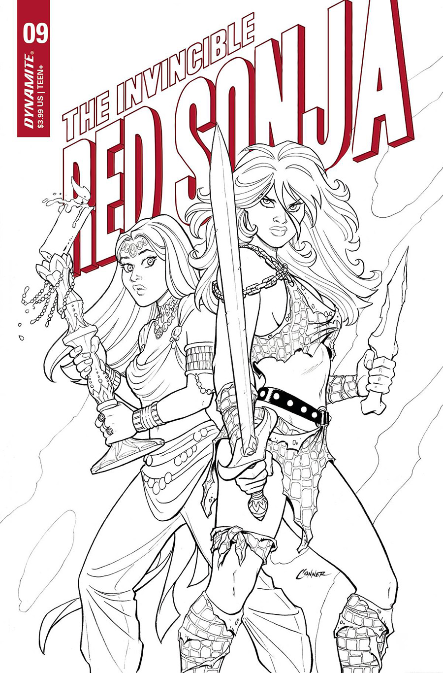 Invincible Red Sonja #9 Cover G Incentive Amanda Conner Black & White Cover