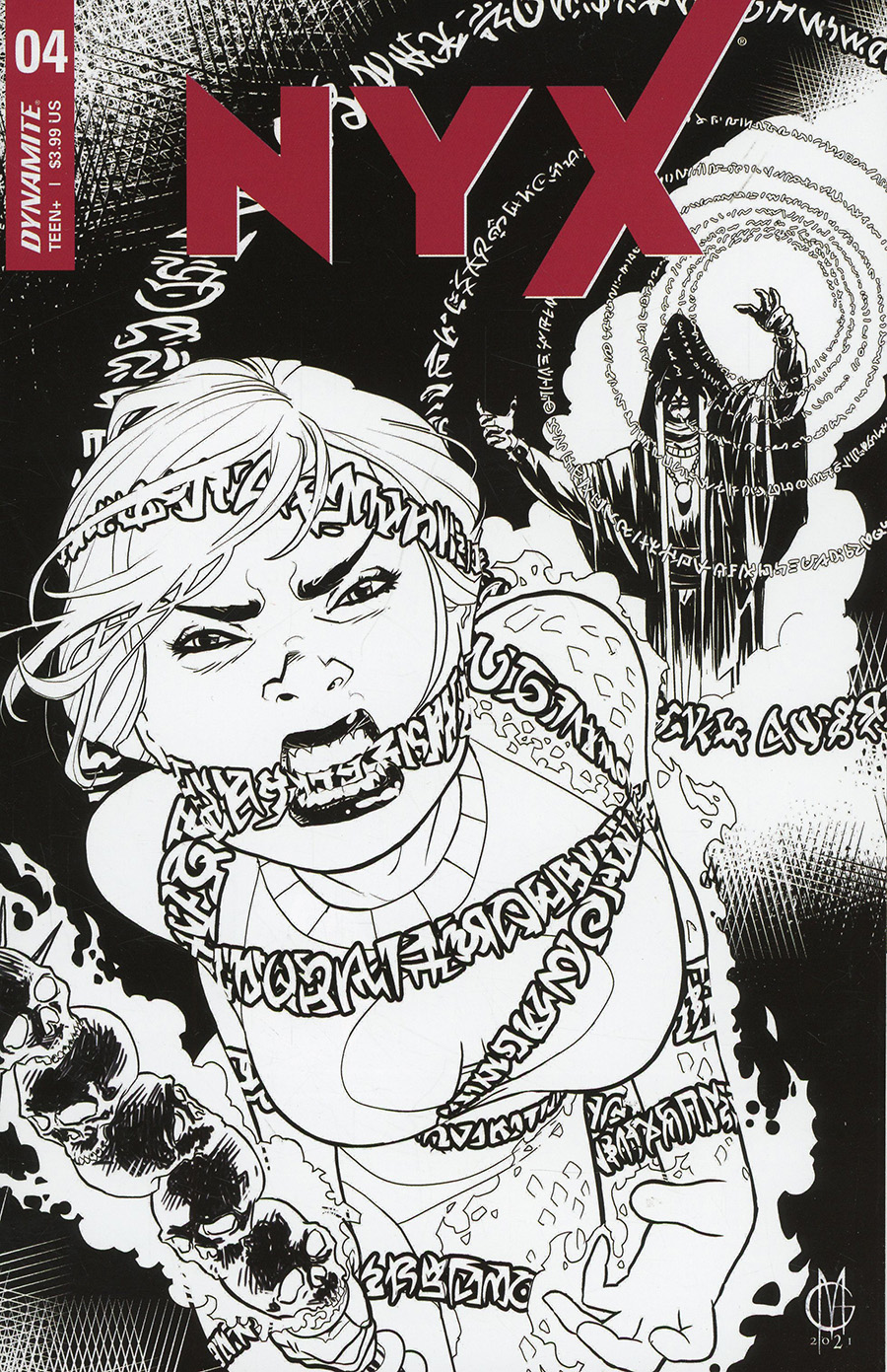 Nyx (Dynamite Entertainment) #4 Cover E Incentive Giuseppe Matteoni Black & White Cover