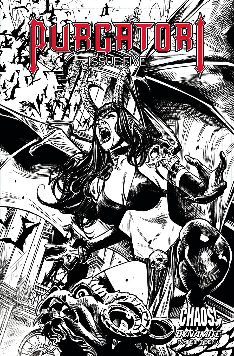 Purgatori Vol 4 #5 Cover E Incentive Michael Santamaria Black & White Cover