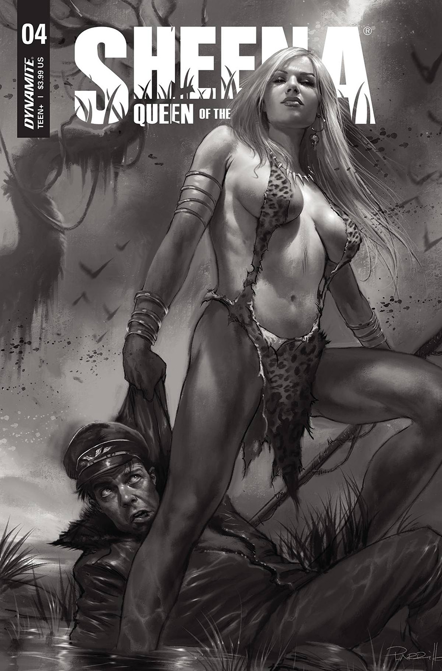 Sheena Queen Of The Jungle #4 Cover H Incentive Lucio Parrillo Black & White Cover