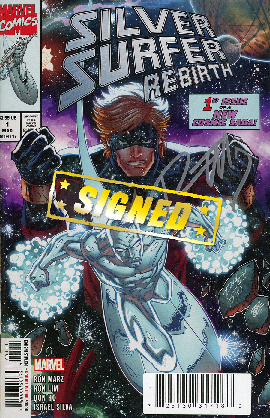 Silver Surfer Rebirth #1 Cover J DF Silver Signature Series Signed By Ron Marz