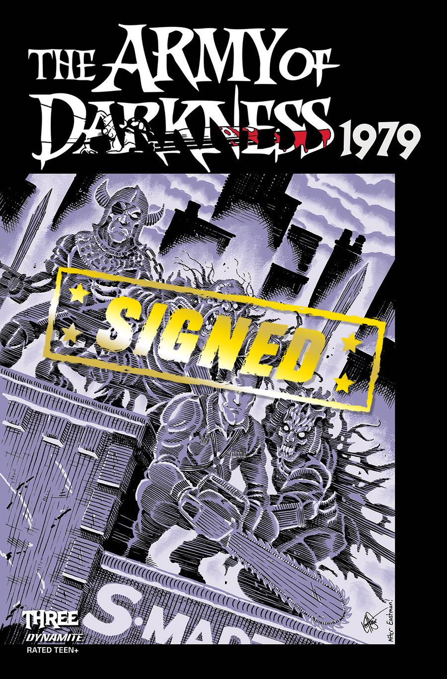 Army Of Darkness 1979 #3 Cover Q DF Ken Haeser TMNT Homage Variant Cover Signed & Remarked By Ken Haeser