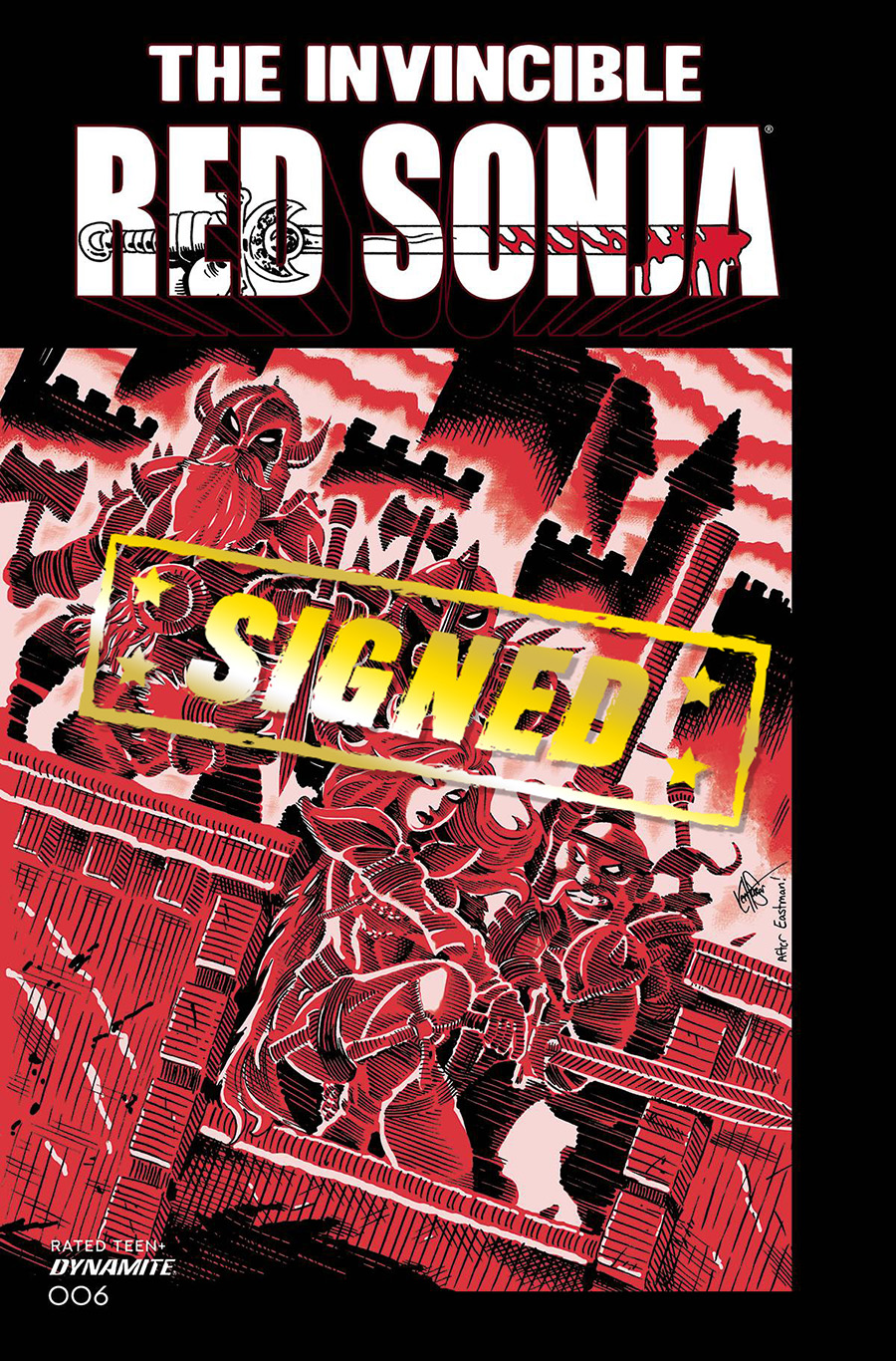 Invincible Red Sonja #6 Cover V DF Ken Haeser TMNT Homage Variant Cover Signed & Remarked By Ken Haeser