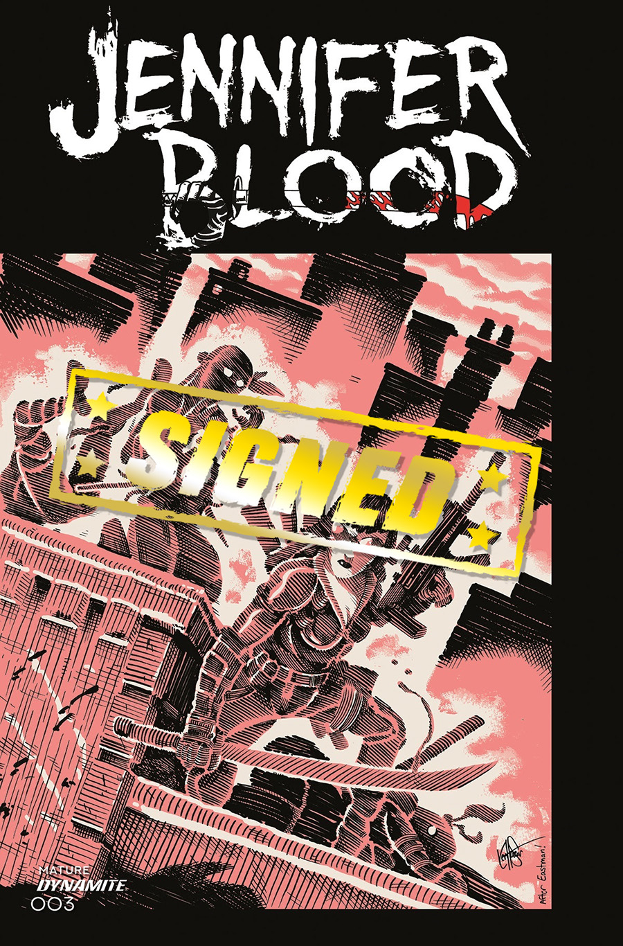 Jennifer Blood Vol 2 #3 Cover Q DF Ken Haeser TMNT Homage Variant Cover Signed By Ken Haeser
