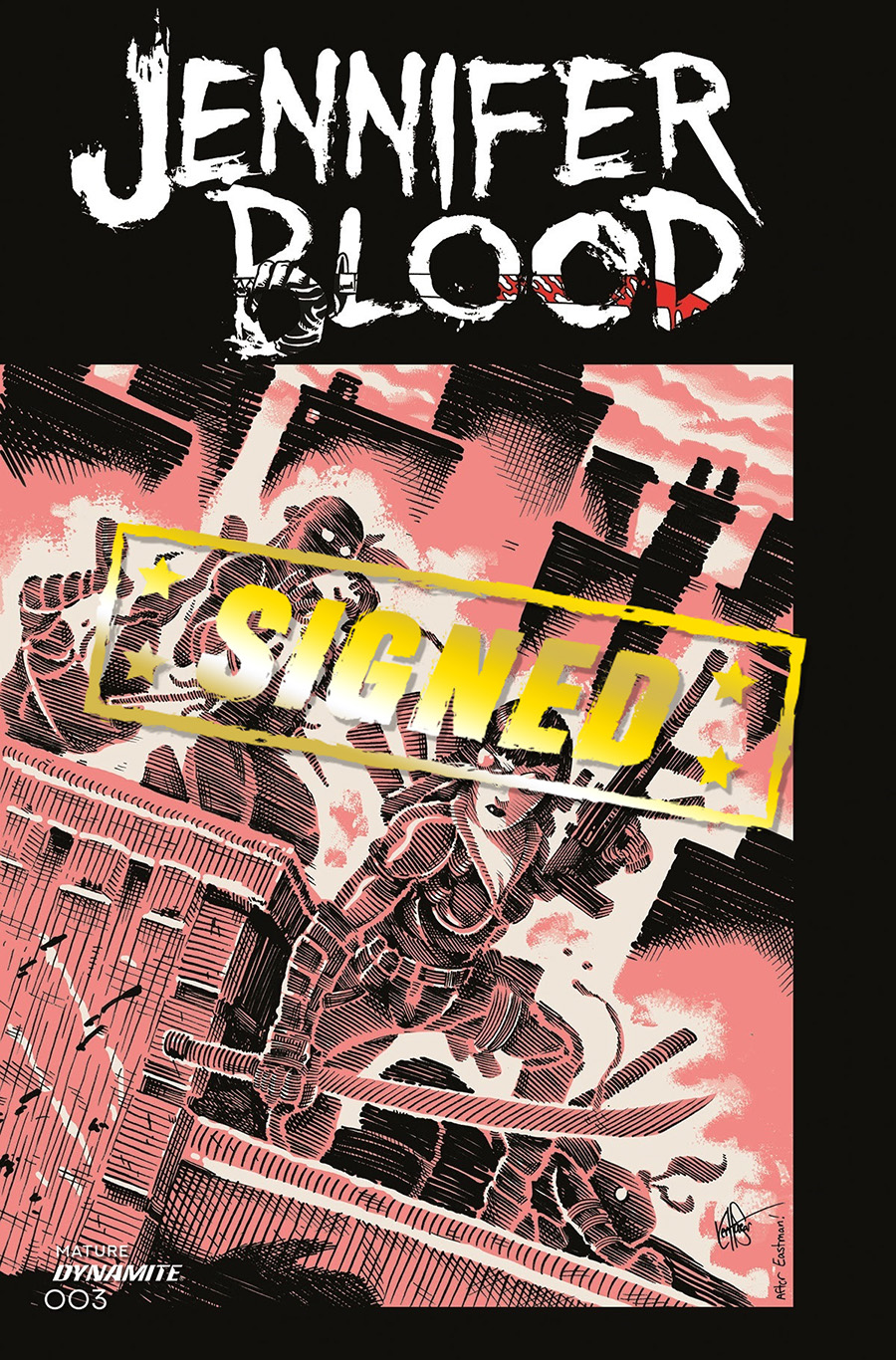 Jennifer Blood Vol 2 #3 Cover R DF Ken Haeser TMNT Homage Variant Cover Signed & Remarked By Ken Haeser