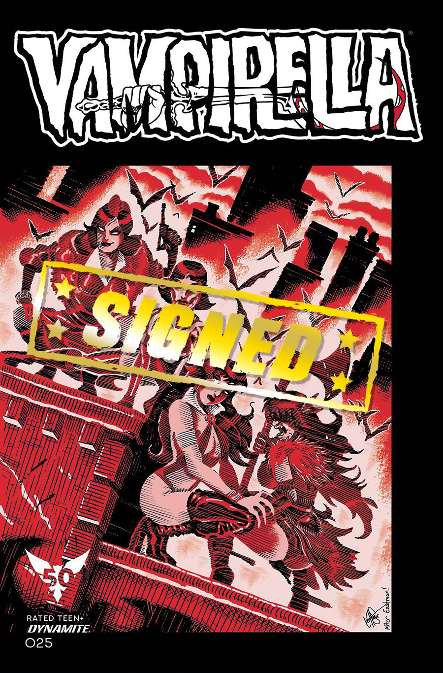 Vampirella Vol 8 #25 Cover Z-N DF Ken Haeser TMNT Homage Variant Cover Signed & Remarked By Ken Haeser