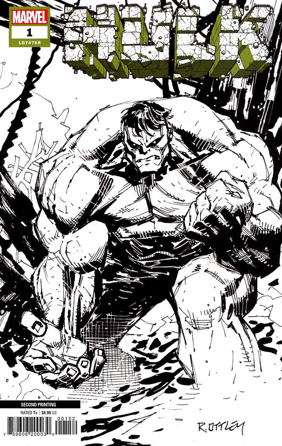 Hulk Vol 5 #1 Cover P 2nd Ptg Incentive Ryan Ottley Character Sketch Variant Cover