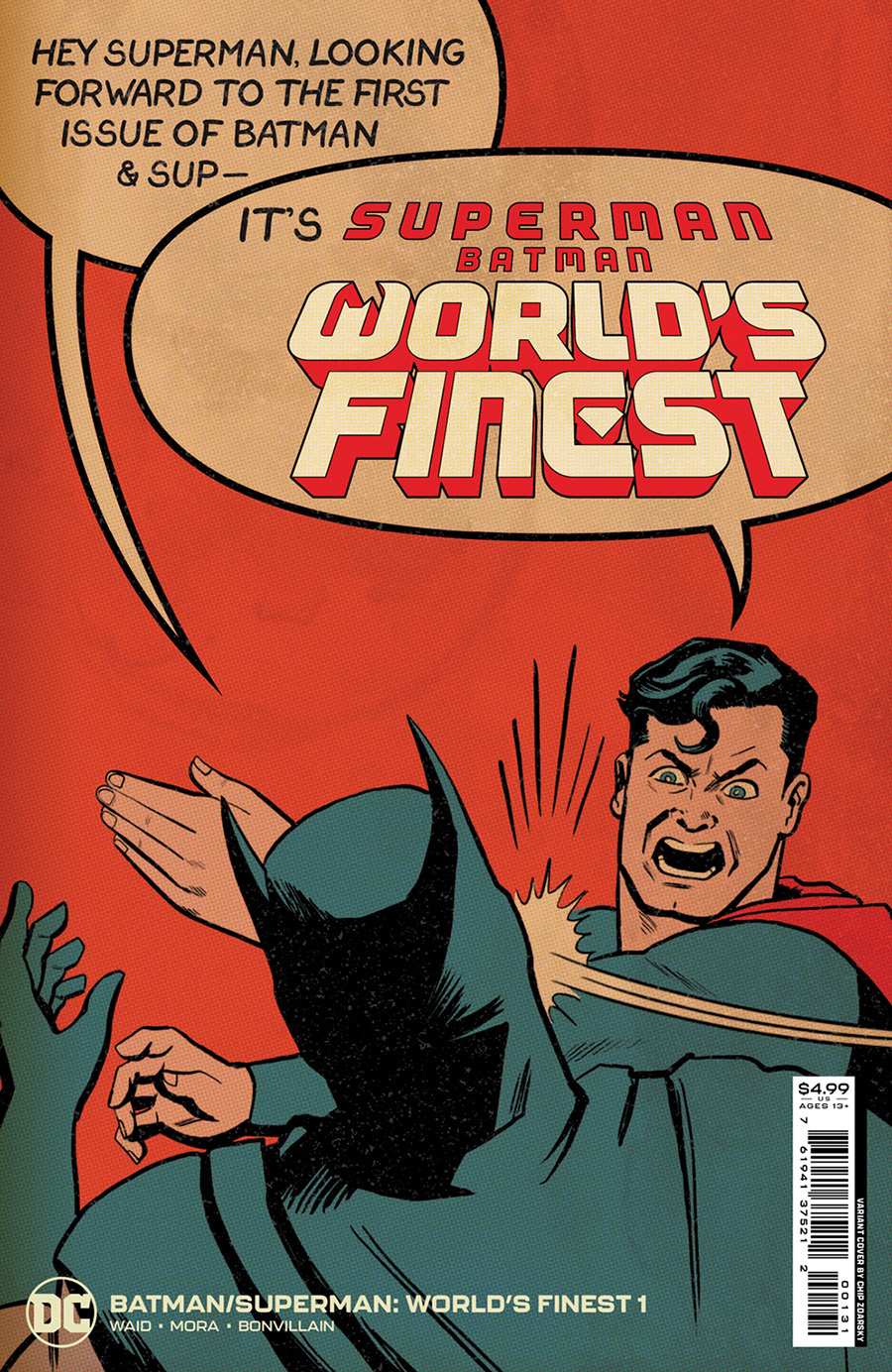 Batman Superman Worlds Finest #1 Cover G Incentive Chip Zdarsky Superman Slap Battle Card Stock Variant Cover