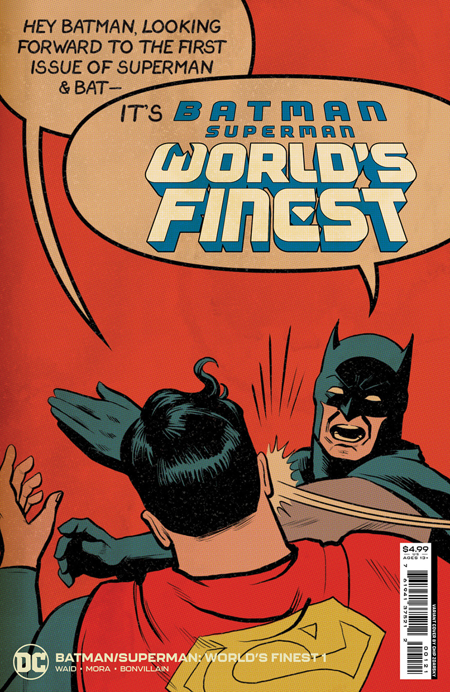 Batman Superman Worlds Finest #1 Cover H Incentive Chip Zdarsky Batman Slap Battle Card Stock Variant Cover