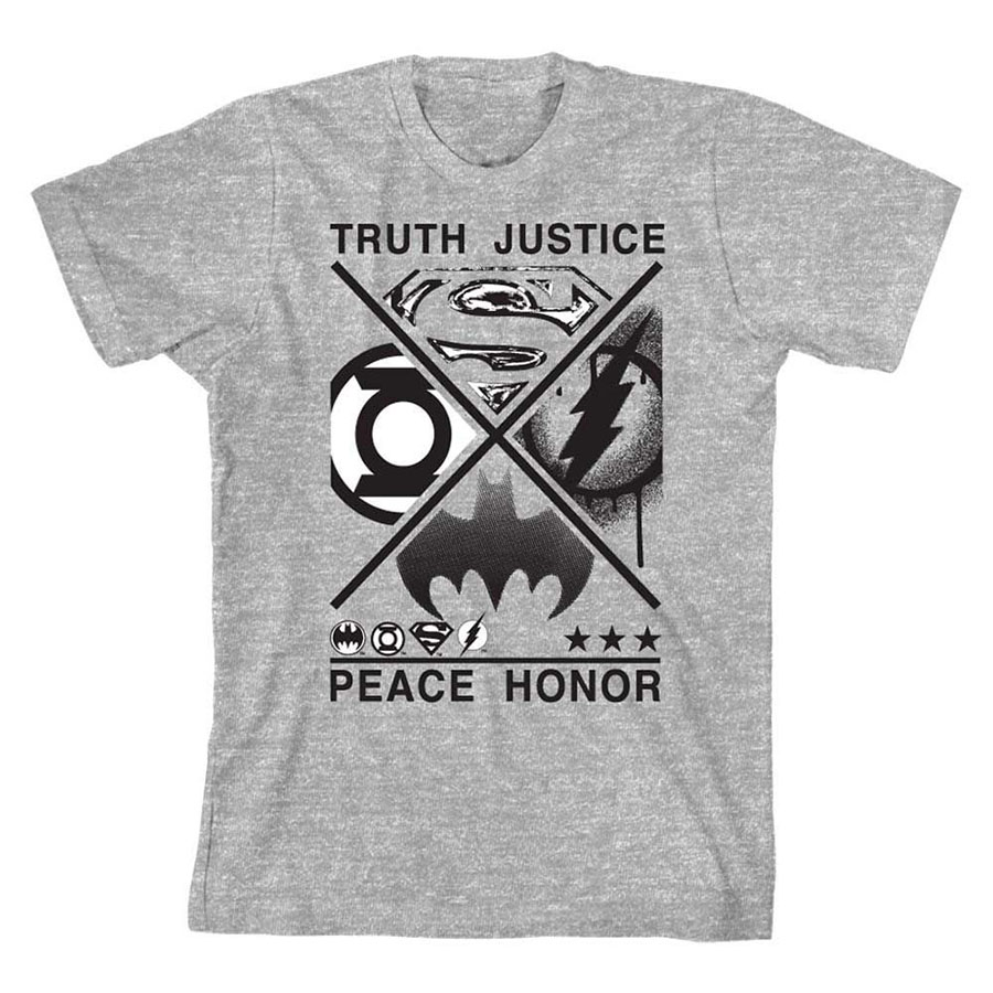 DC Comics Justice League Grey Youth T-Shirt Large