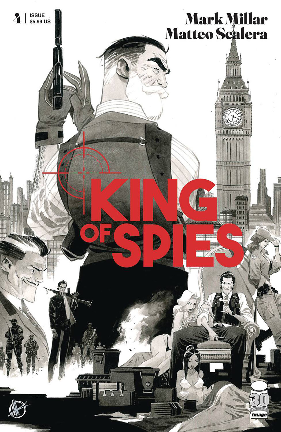 King Of Spies #4 Cover B Variant Matteo Scalera Black & White Cover