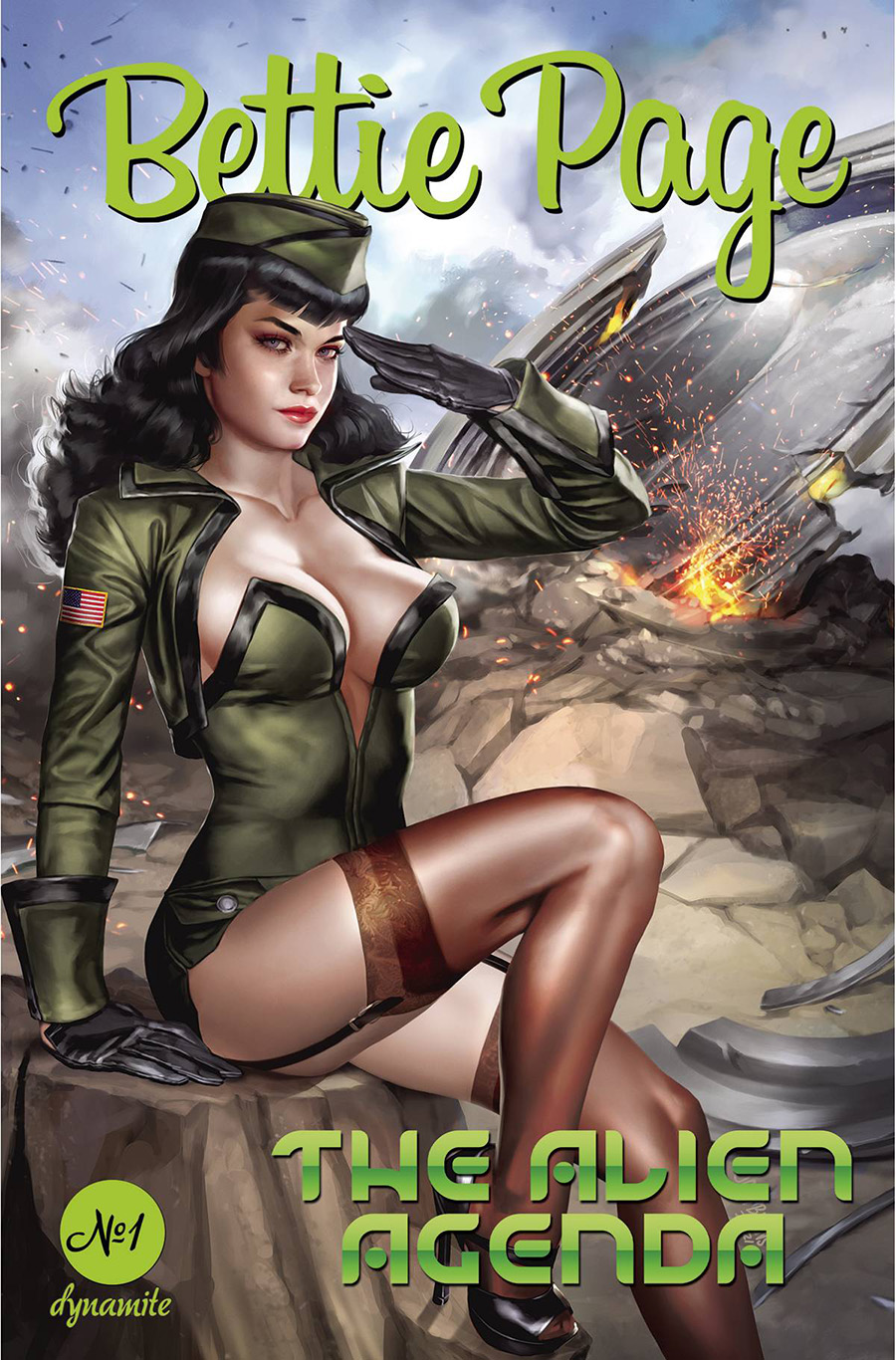 Bettie Page Alien Agenda #1 Cover B Variant Josh Burns Cover