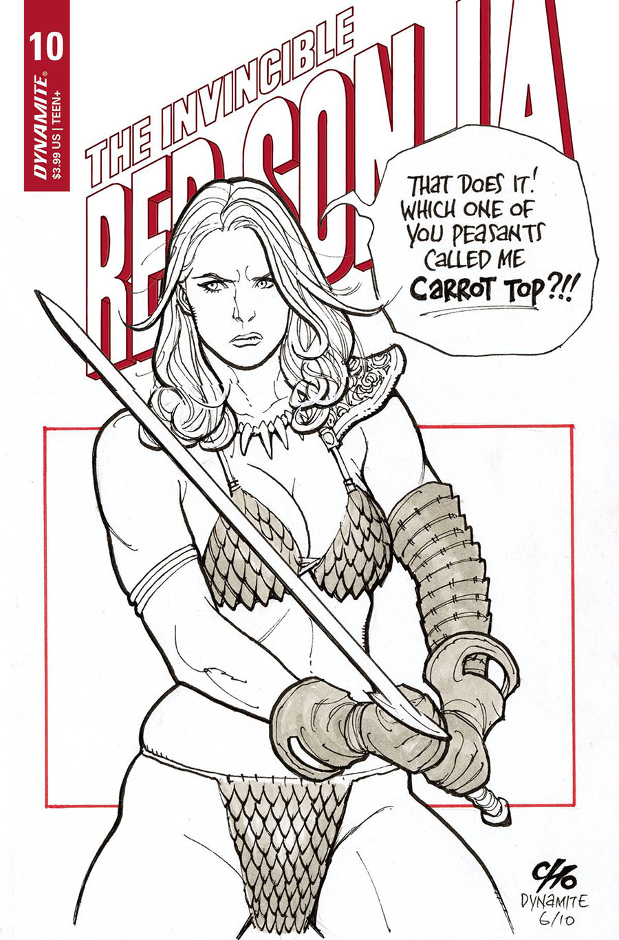 Invincible Red Sonja #10 Cover D Variant Frank Cho Outrage Cover