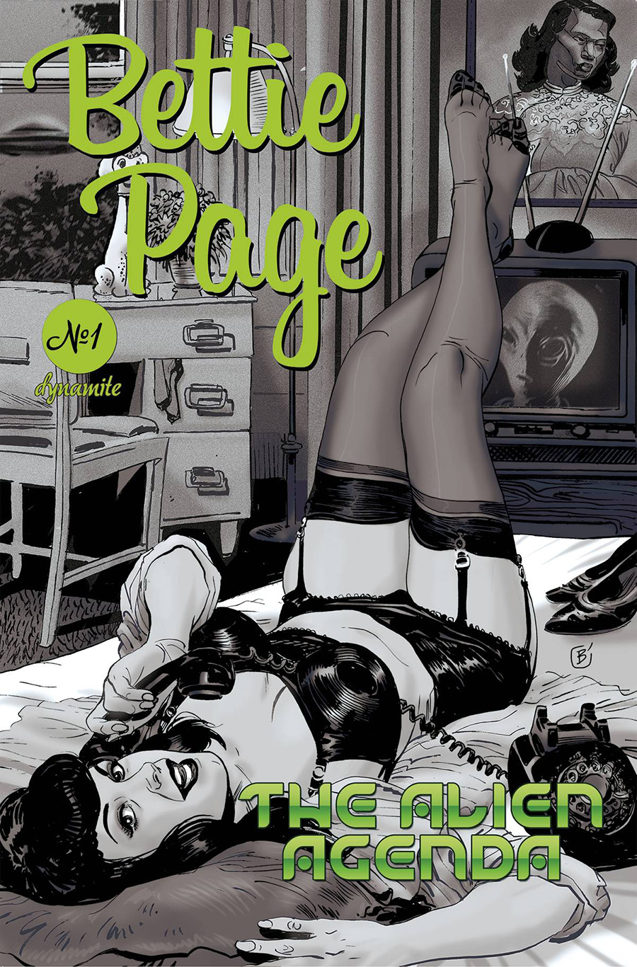 Bettie Page Alien Agenda #1 Cover H Incentive Jimmy Broxton Black & White Cover