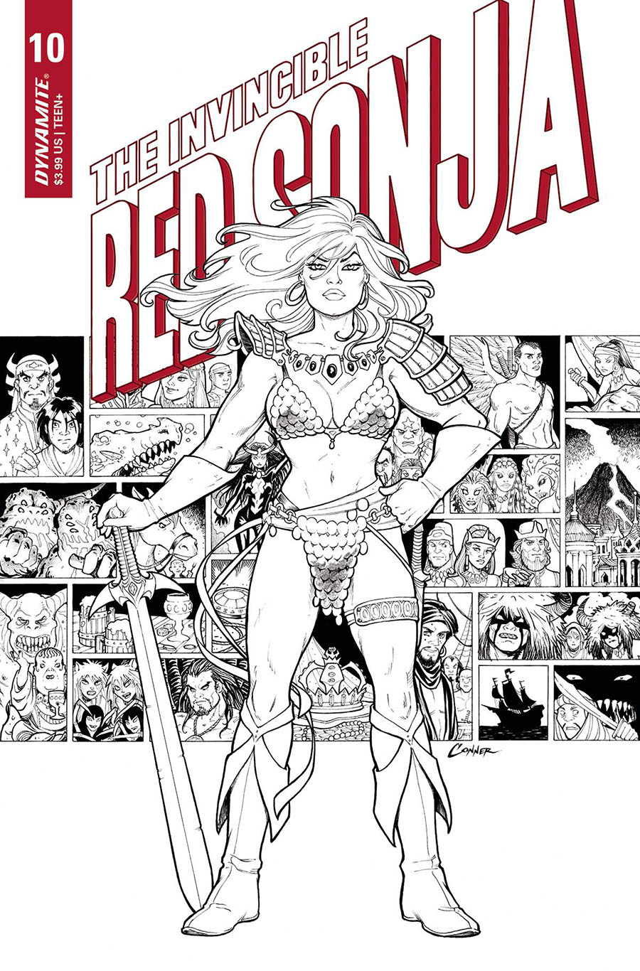 Invincible Red Sonja #10 Cover G Incentive Amanda Conner Black & White Cover