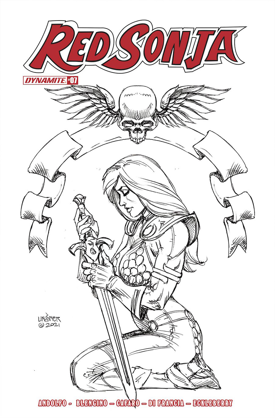 Red Sonja Vol 9 #7 Cover H Incentive Joseph Michael Linsner Black & White Cover