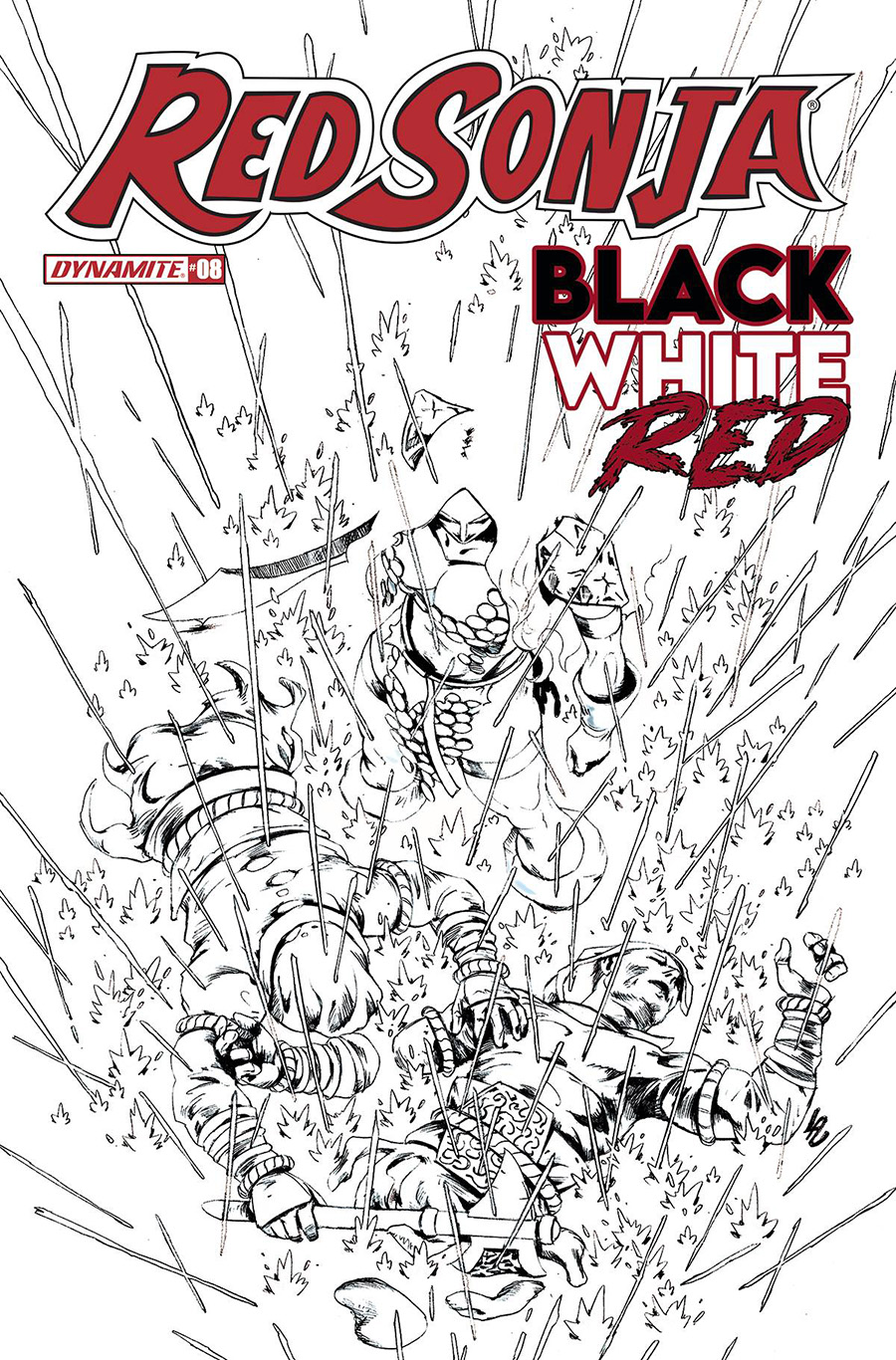 Red Sonja Black White Red #8 Cover F Incentive Jonathan Lau Black & White Cover