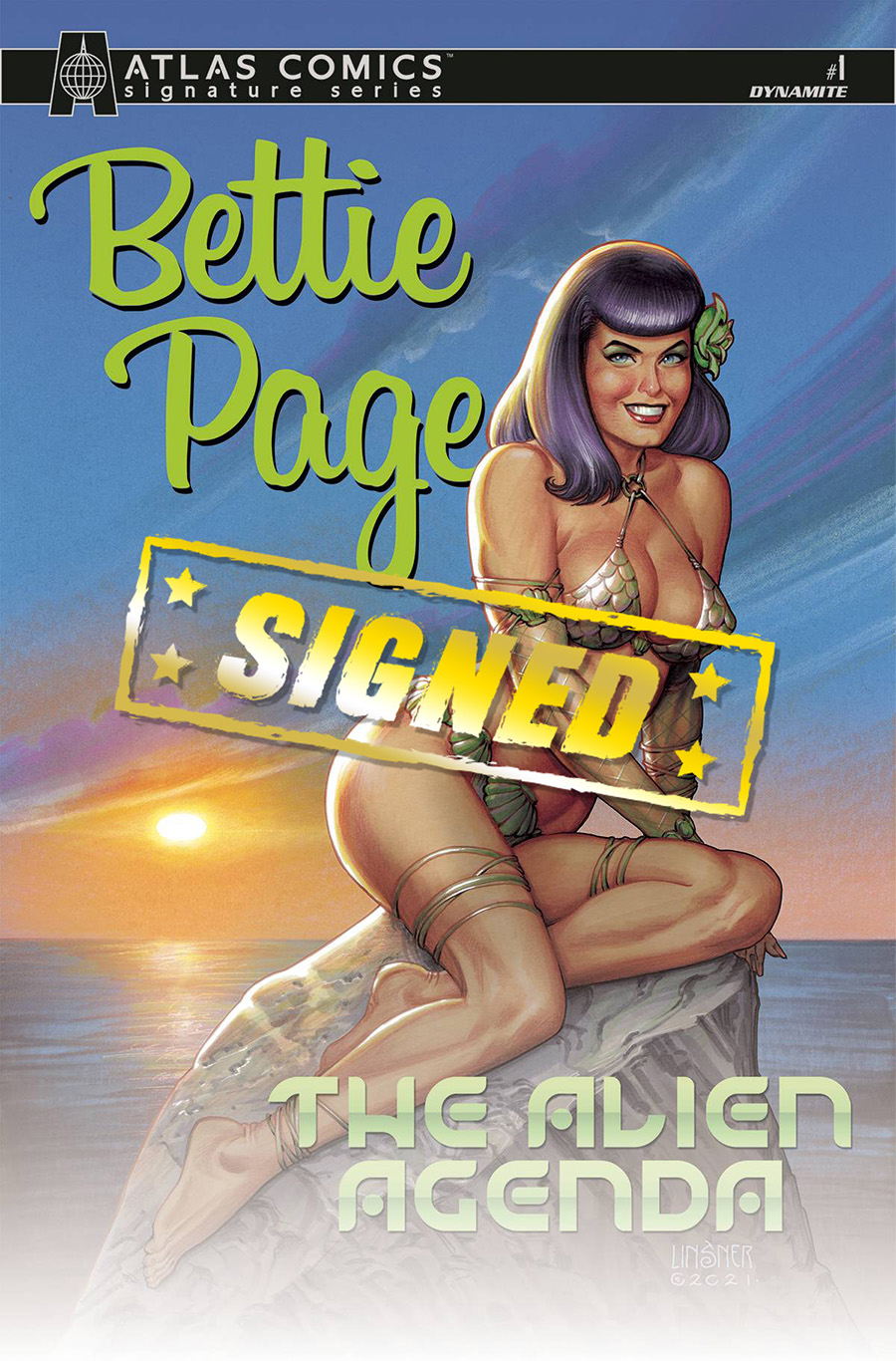 Bettie Page Alien Agenda #1 Cover M Atlas Comics Signature Series Signed By Ani-Mia