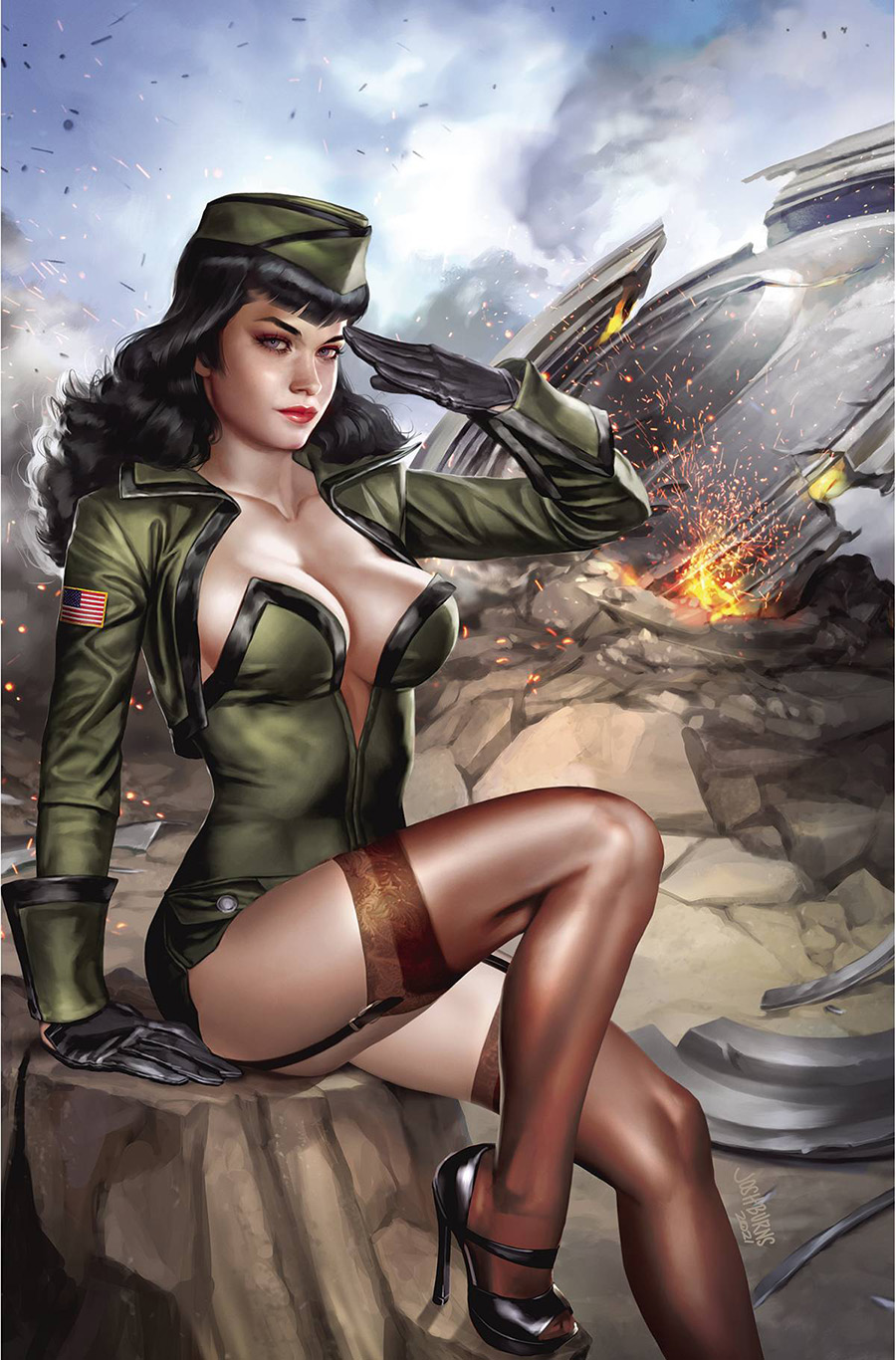 Bettie Page Alien Agenda #1 Cover Q Limited Edition Josh Burns Virgin Cover