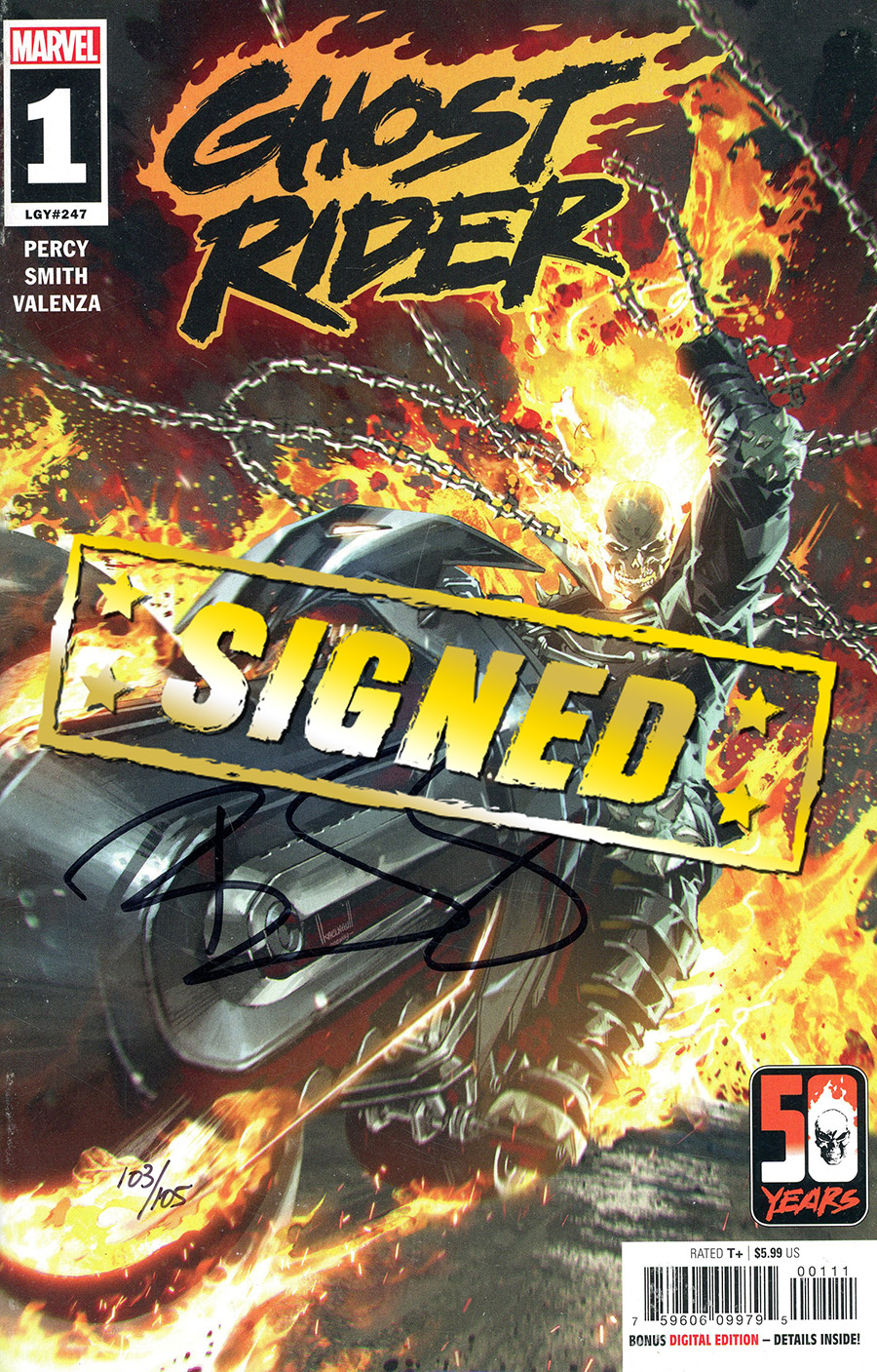 Ghost Rider Vol 9 #1 DF Signed By Benjamin Plus 1
