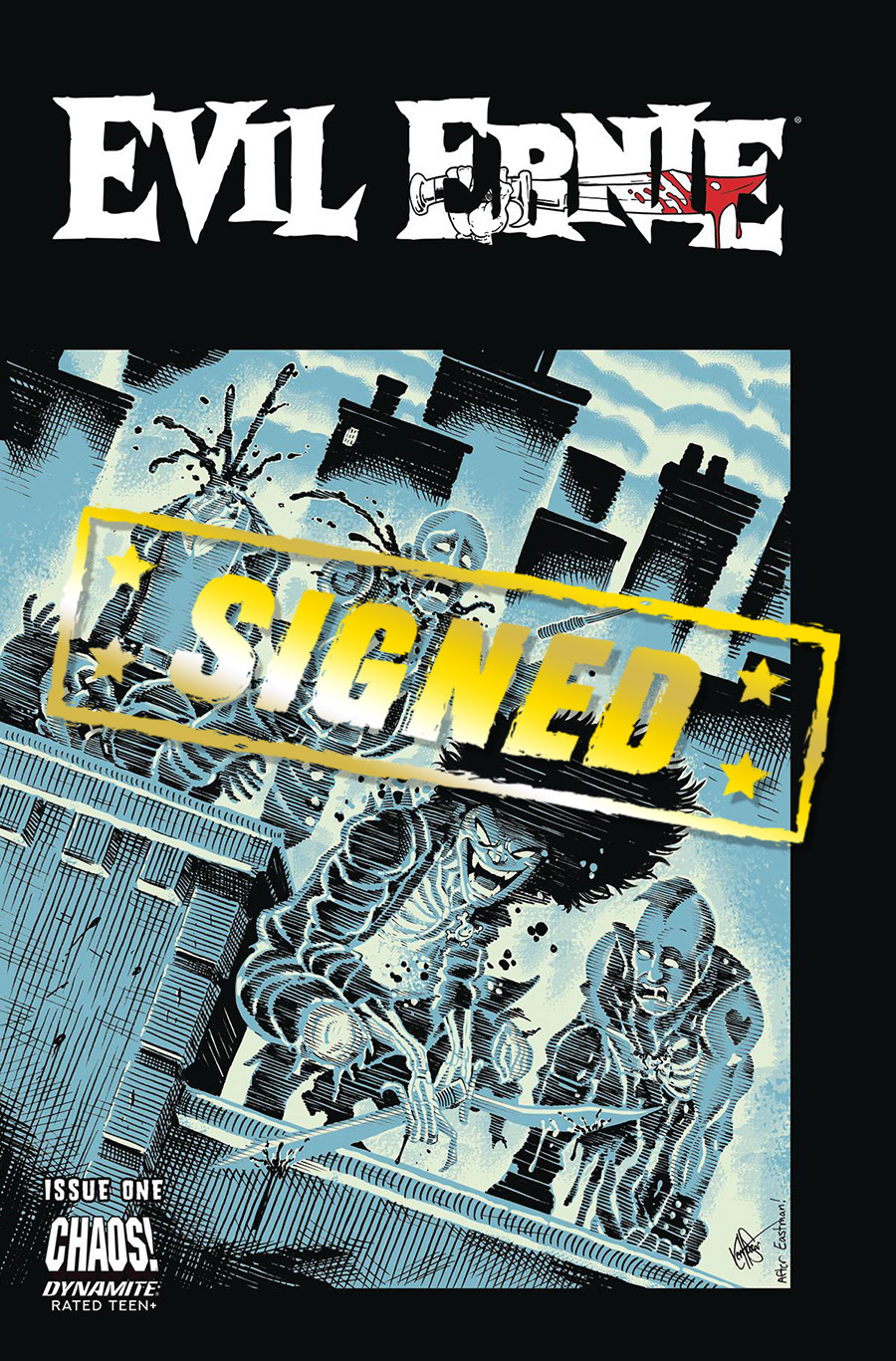 Evil Ernie Vol 5 #1 Cover Q DF Limited Edition Ken Haeser TMNT Homage Variant Cover Signed & Remarked By Ken Haeser