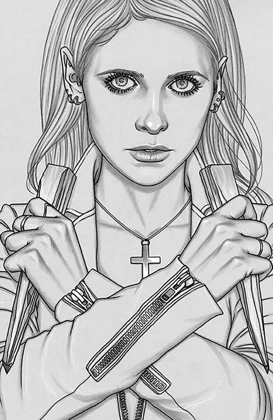 Buffy The Vampire Slayer 25th Anniversary Special #1 (One Shot) Cover I Incentive Jenny Frison Virgin Black & White Cover