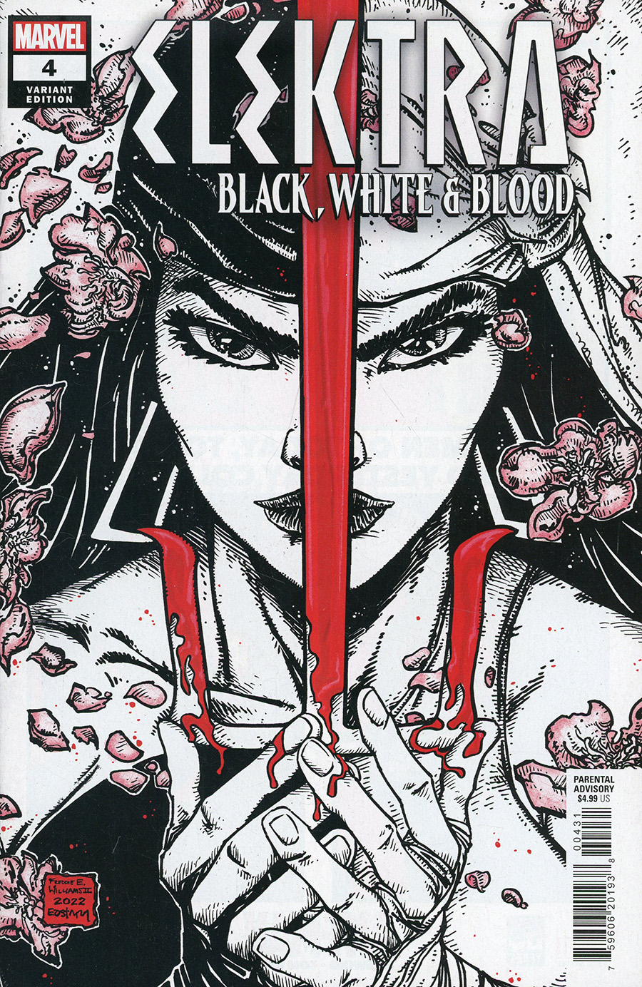 Elektra Black White & Blood #4 Cover C Incentive Kevin Eastman Variant Cover