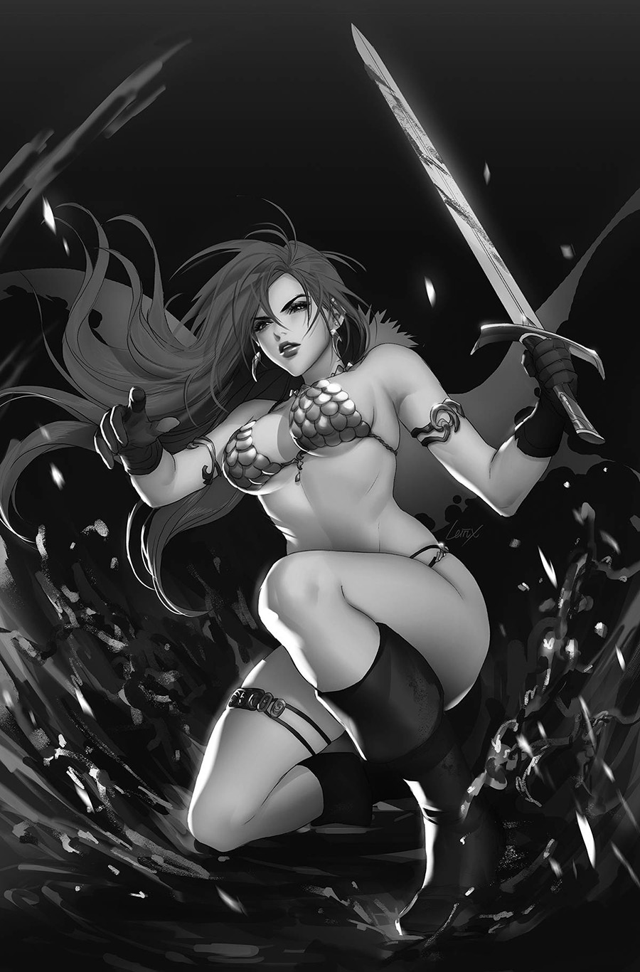 Red Sonja Black White Red #6 Cover M Incentive Lesley Leirix Li Black & White Virgin Cover