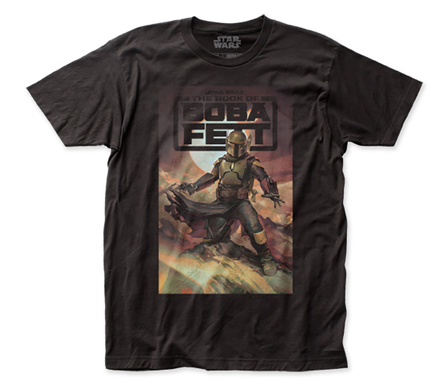 Book Of Boba Fett Painting With Pistol Fitted Black T-Shirt Large