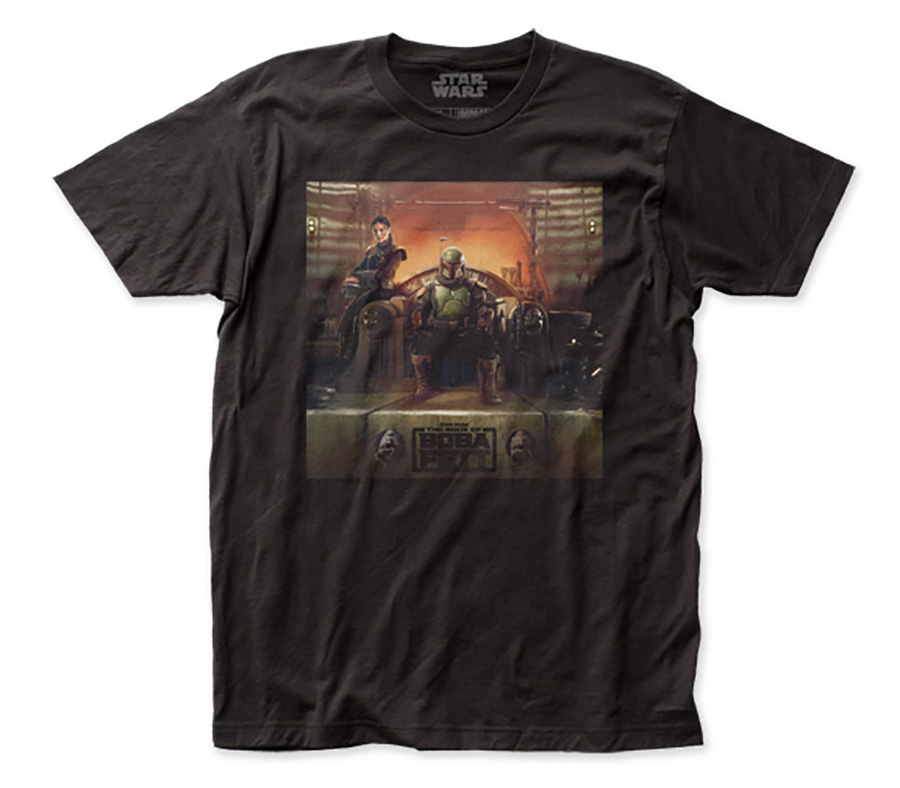 Book Of Boba Fett Throne Fitted Black T-Shirt Large