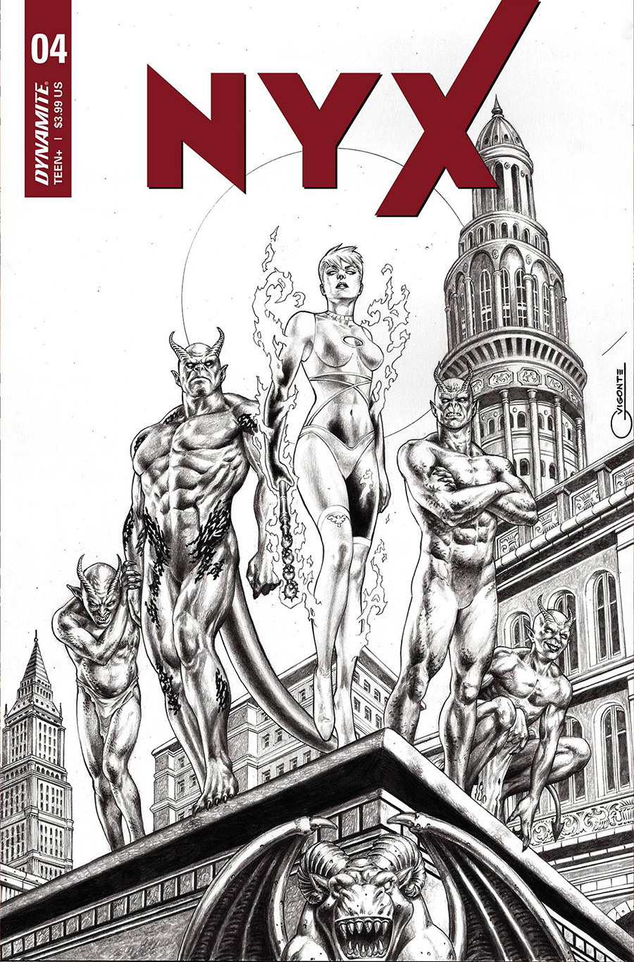 Nyx (Dynamite Entertainment) #4 Cover P Incentive Greebo Vigonte Black & White Virgin Cover