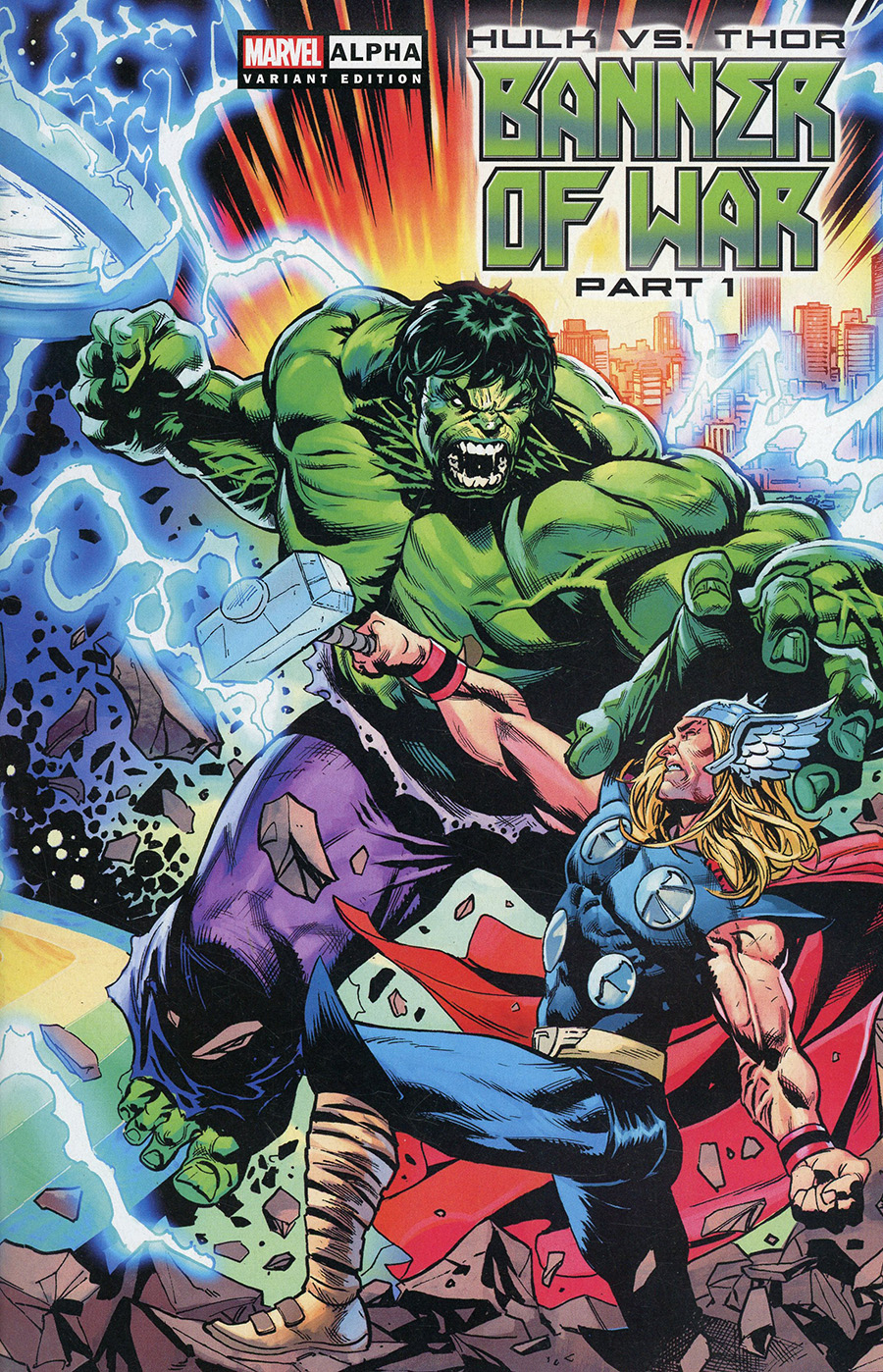 Hulk vs Thor Banner Of War Alpha #1 (One Shot) Cover B Variant Geoff Shaw Wraparound Connecting Cover (Banner Of War Part 1)
