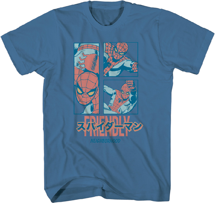 Marvel Japanese Friendly Spider-Man Light Navy T-Shirt Large