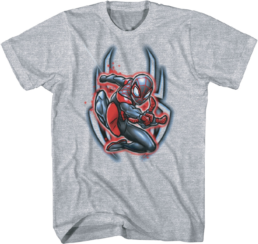 Marvel Splashy Miles Grey T-Shirt Large
