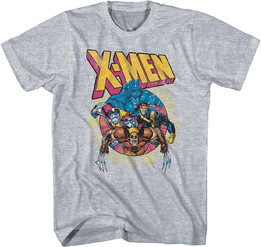 X-Men 90s X Squad Heather Grey T-Shirt Large