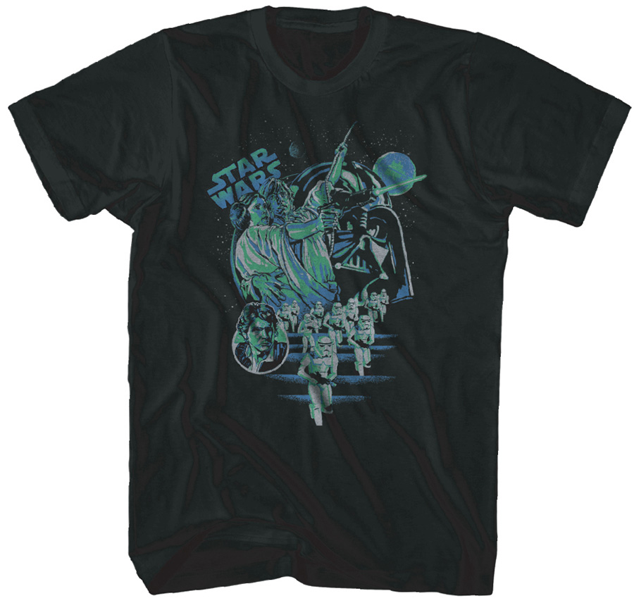 Star Wars Luke & Leia Versus The Empire Black T-Shirt Large