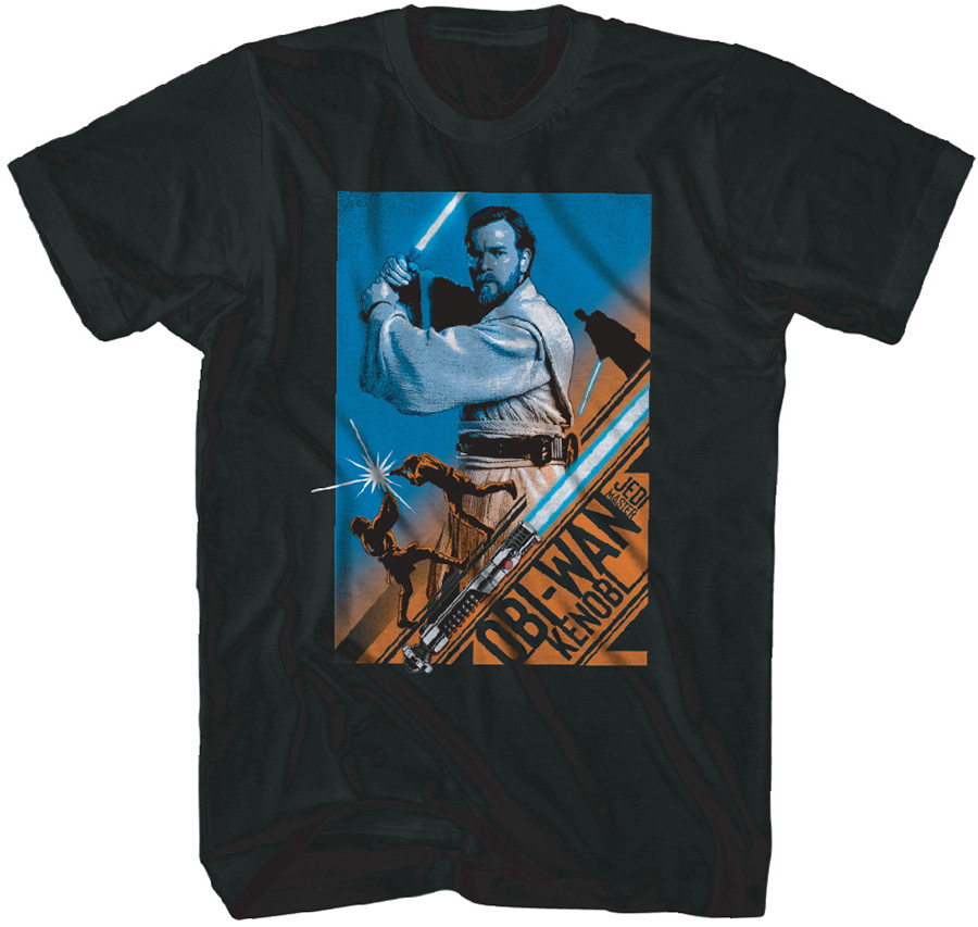 Star Wars Obi-Wan Kenobi Saber Light Black T-Shirt Large