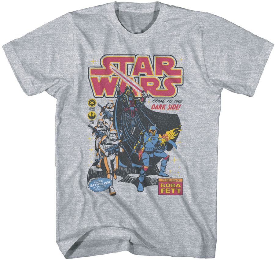 Star Wars Pop Comic Art Heather Grey T-Shirt Large