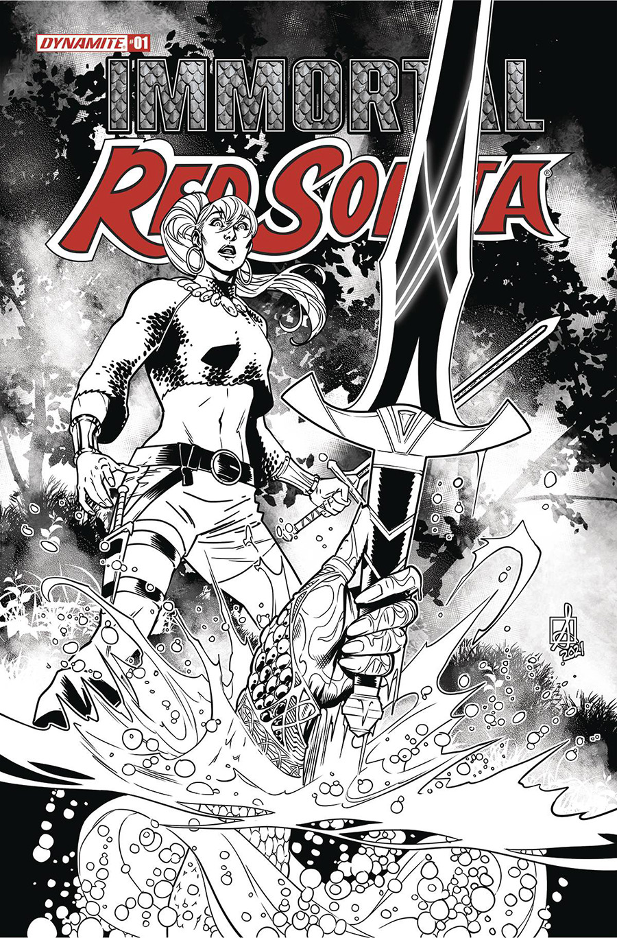 Immortal Red Sonja #1 Cover G Incentive Sean Izaakse Black & White Cover