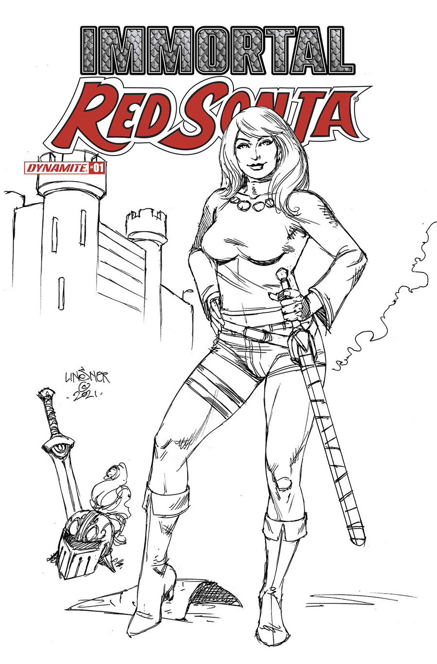 Immortal Red Sonja #1 Cover H Incentive Joseph Michael Linsner Line Art Cover