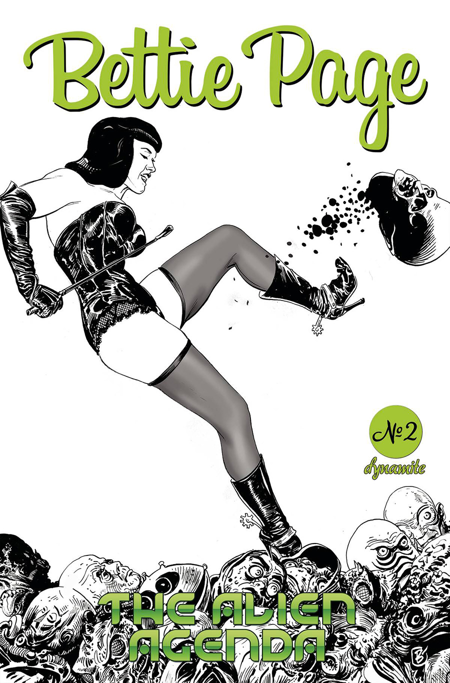 Bettie Page Alien Agenda #2 Cover F Incentive Jimmy Broxton Black & White Cover