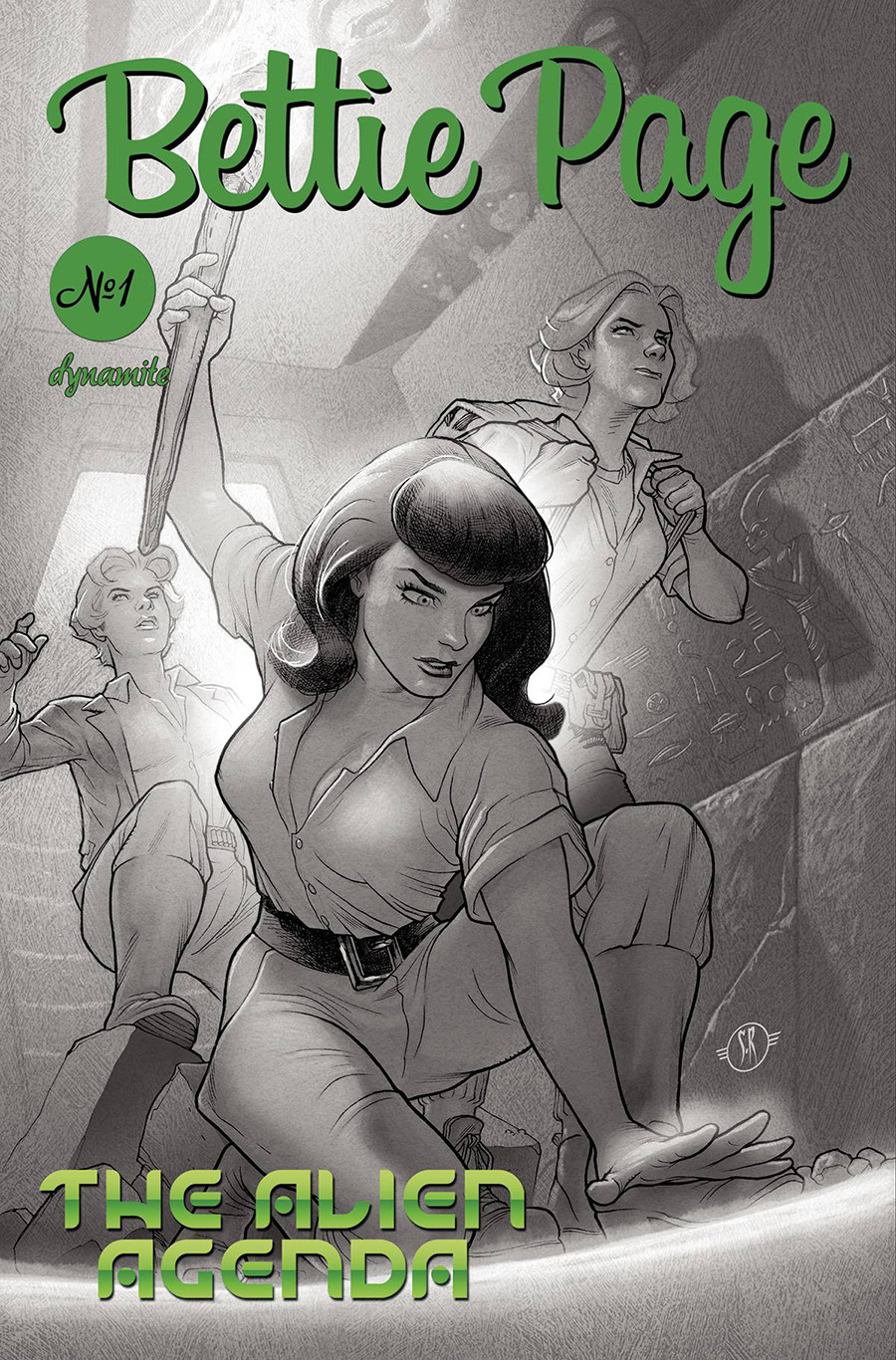 Bettie Page Alien Agenda #2 Cover G Incentive Stephane Roux Black & White Cover